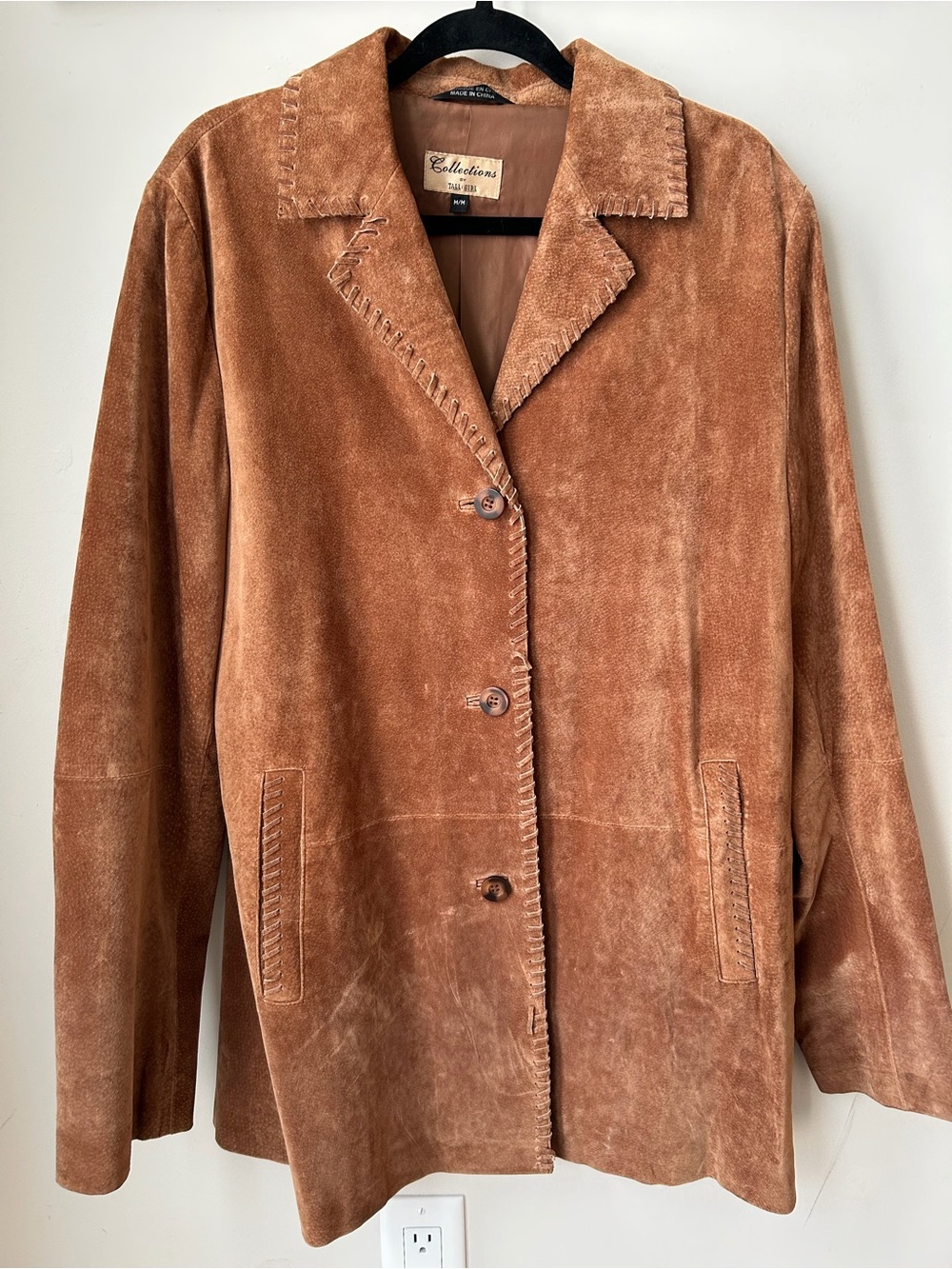 Vintage Collections Tall Girl Suede Jacket Brown Western Boho Whipstitch M